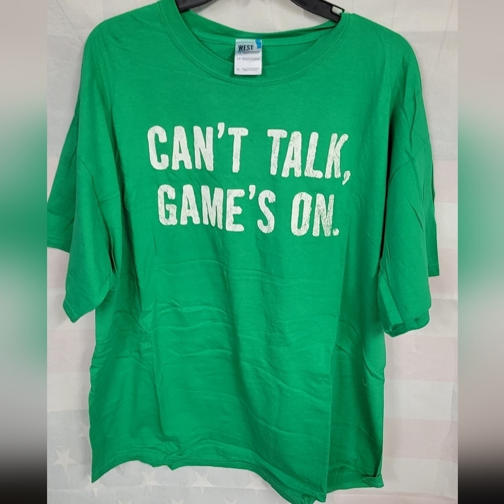 Can't Talk Game is On - Green Tee XL